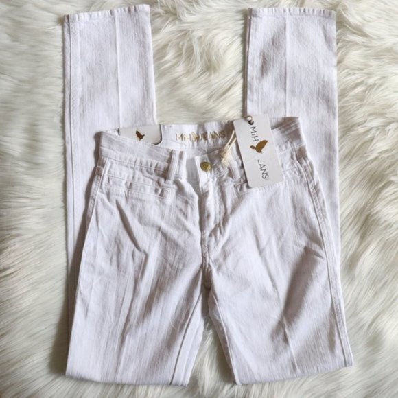 NEW Anthropologie M.i.H White Oslo Mid Rise Slim Fit Boho Denim Jeans Size 25 - Picture 5 of 6